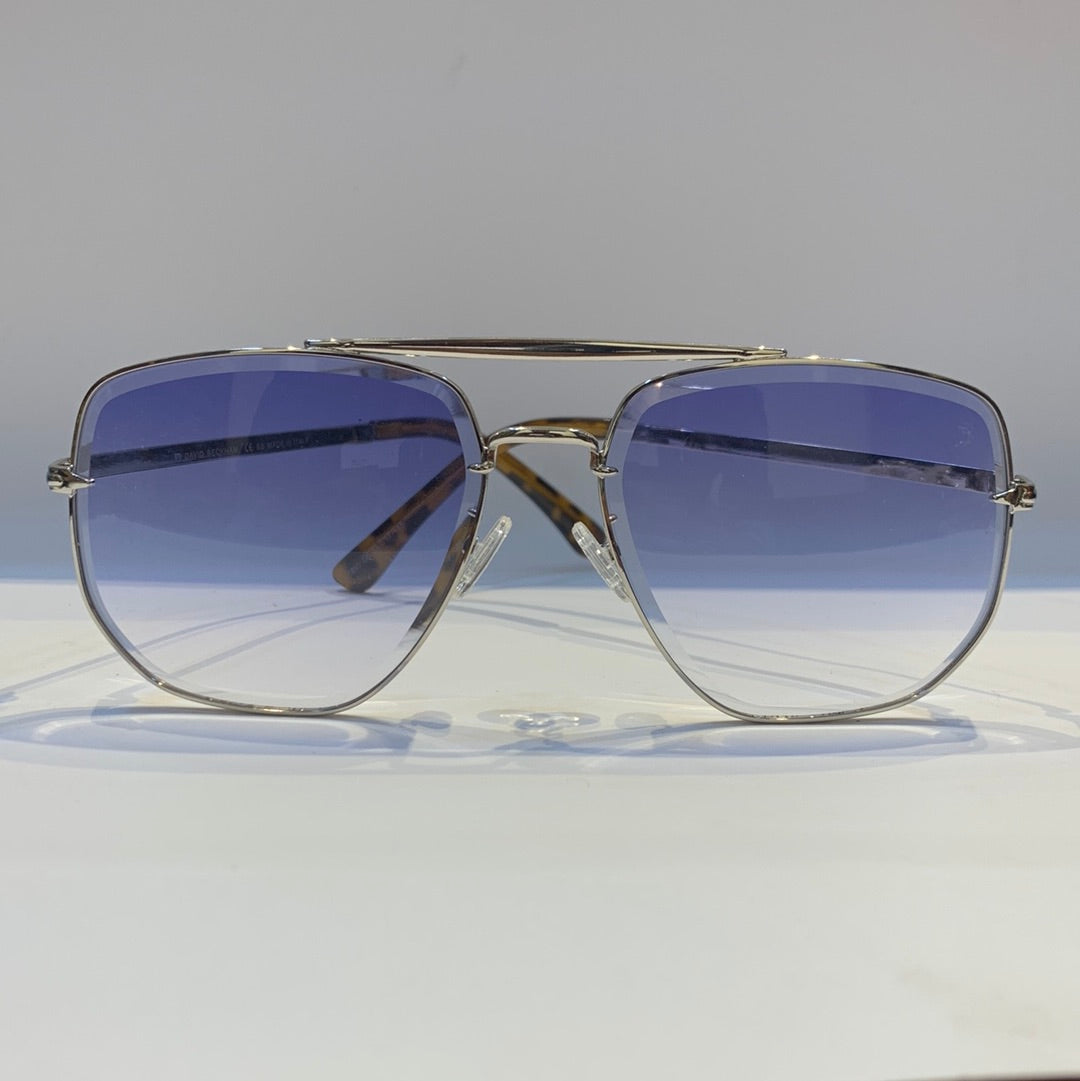 BD Golden Silver Frame Blue Shade Sunglass