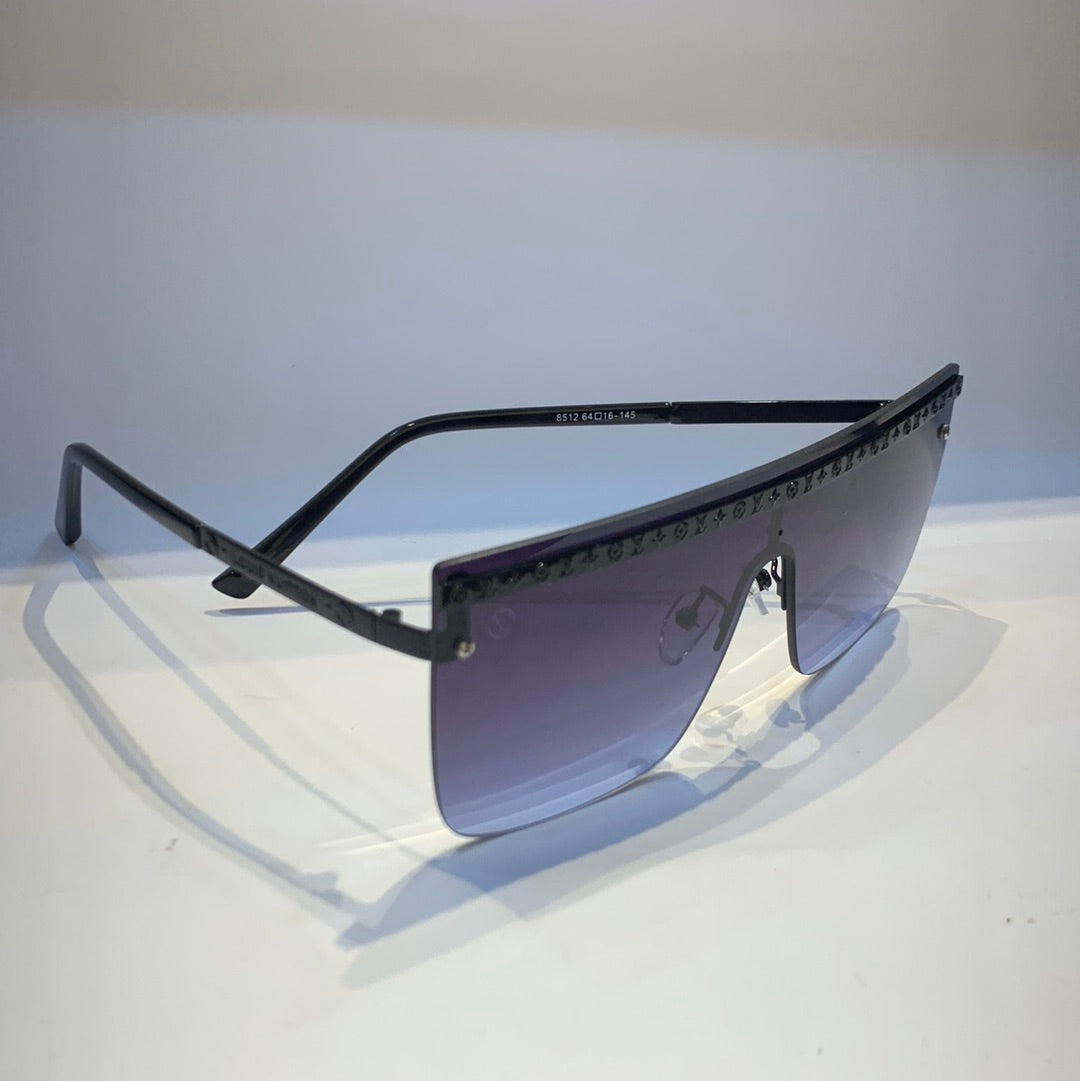 Uol Lou Black Frame Black Shade Unisex Sunglass 8512 64 16-145