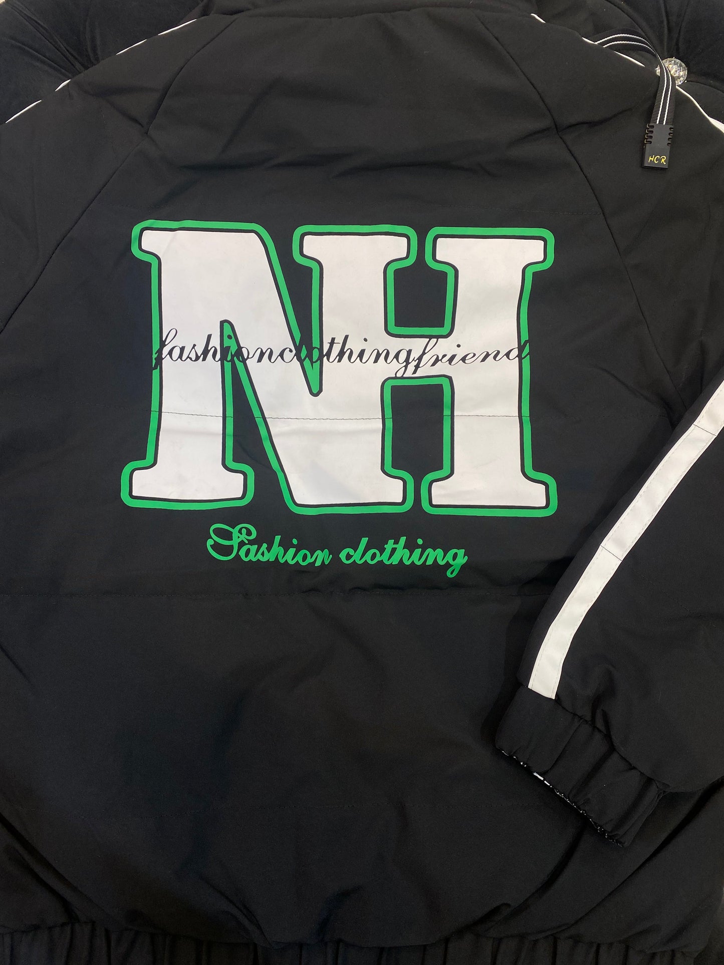 TNAG Black Colour Latter Printed Full Sleeves Solid Hooded Winter Reversible Jacket 89211 in