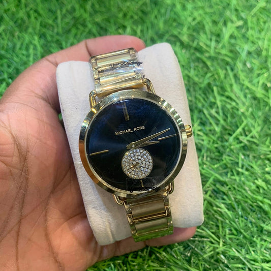 Cim Gold Chain Black Dial Ladies Watch 400413