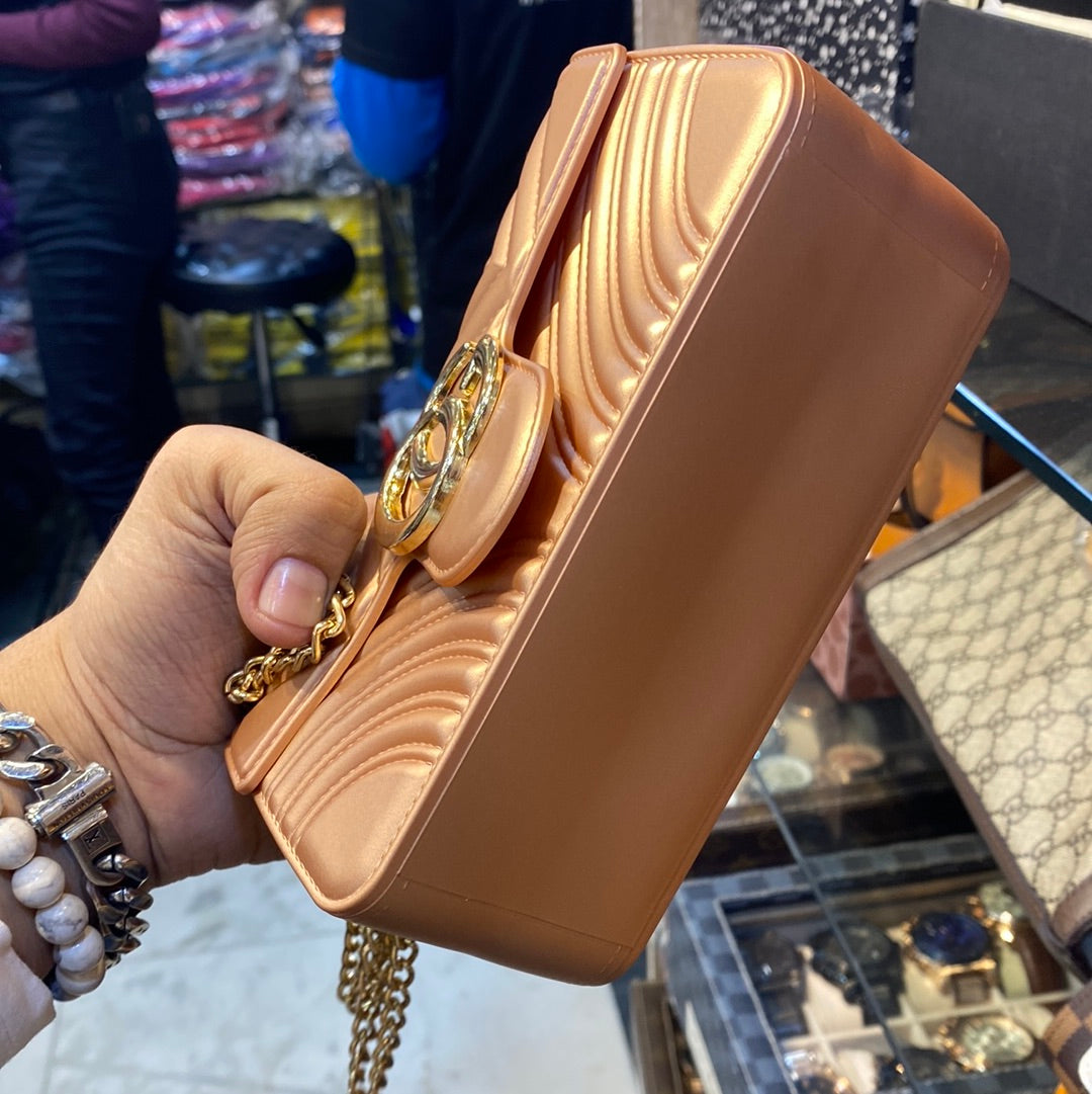 Peach Small Silicone Ladies Side Sling Hand Bag