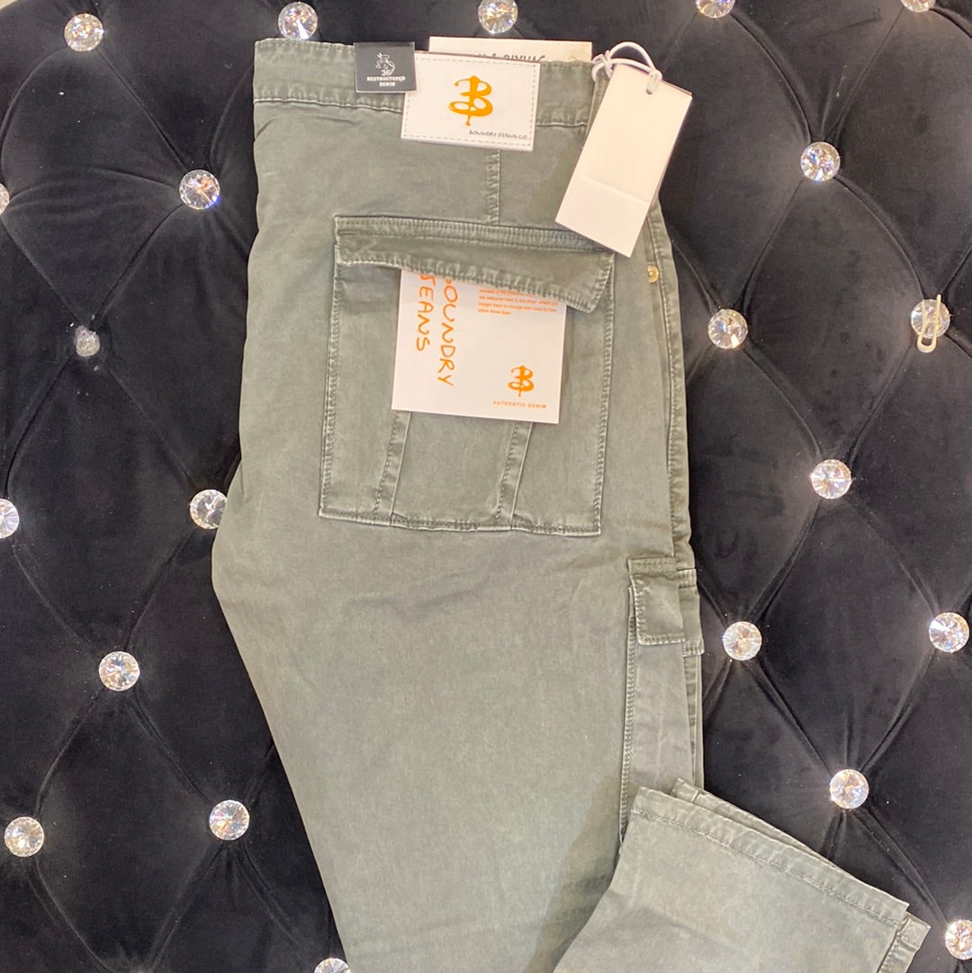 Green Military Boundry Jeans Cargo 26555 AF Inudstry Premium Restructured Denim