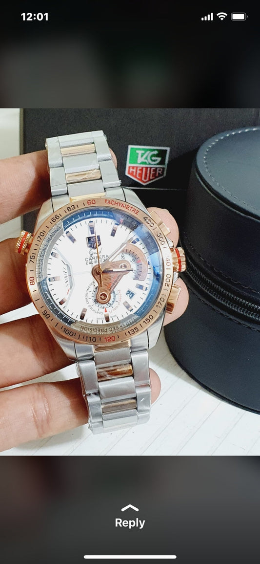 Gat Silver Copper Chain White Dial Men Watch