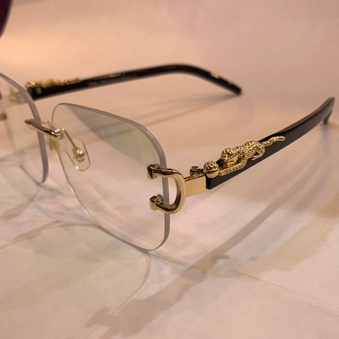Rac Frameless Black gold stick transparent Shade Sunglasses
