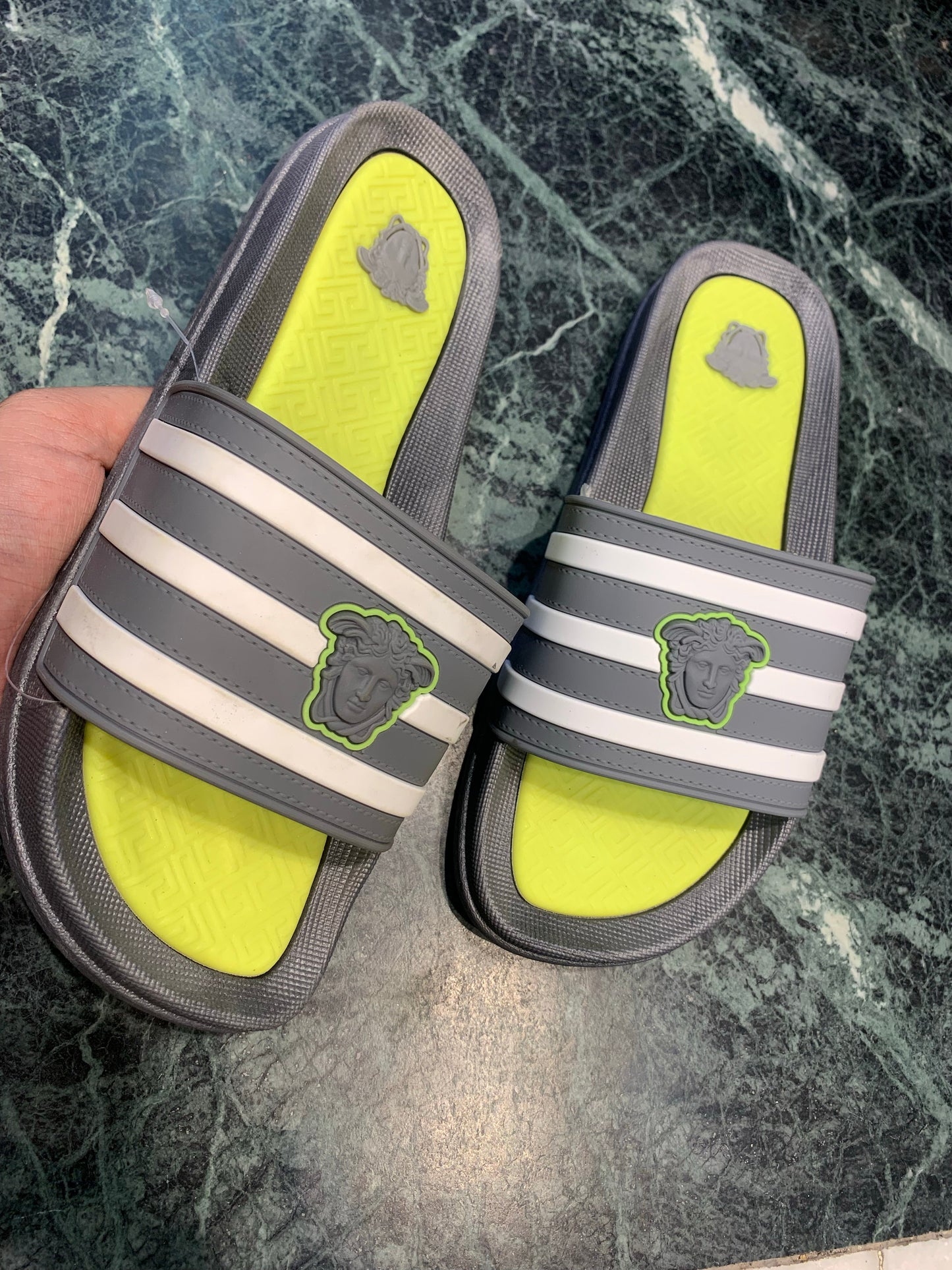 Neon grey slippers