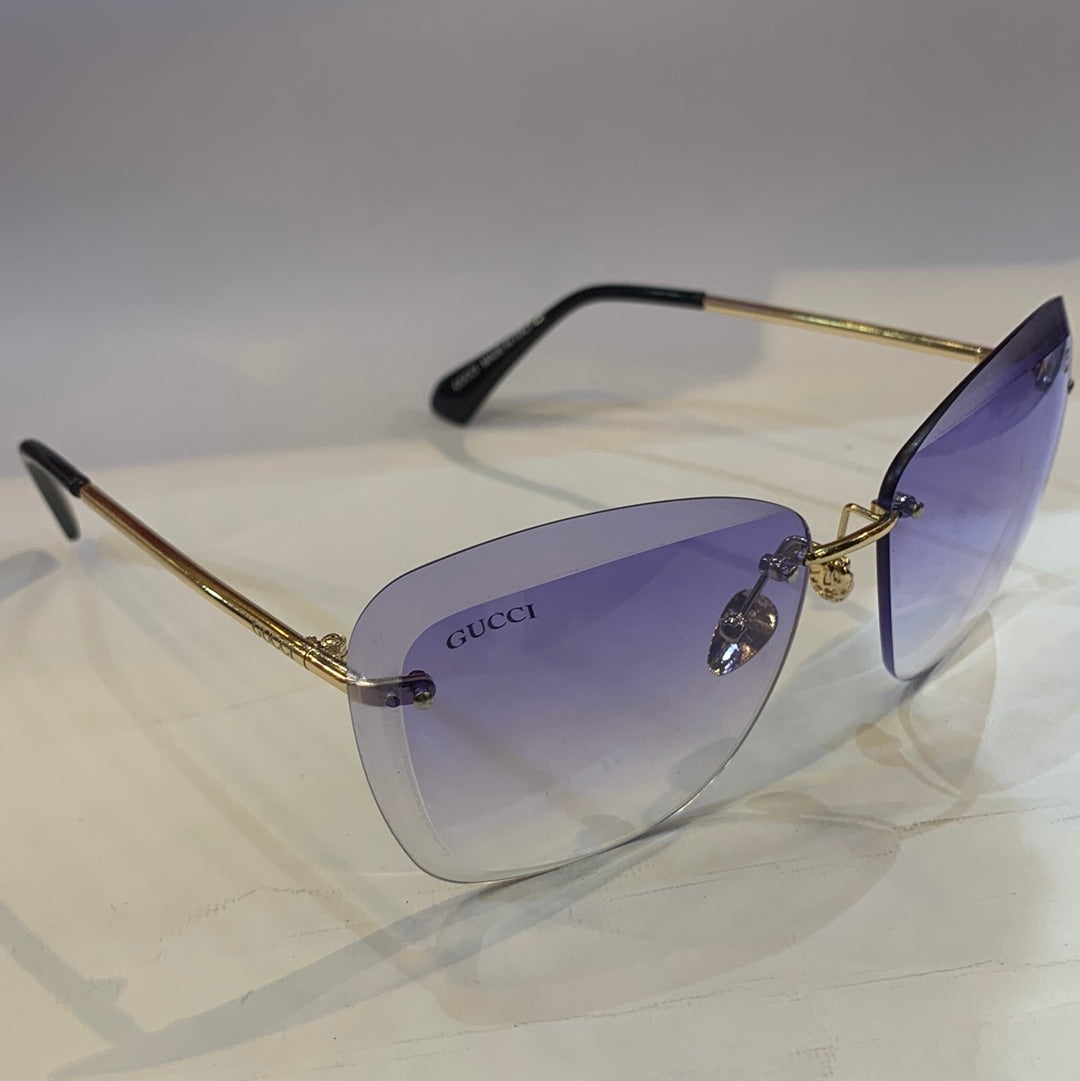 CUG Frameless Golden Black Stick Purple Shade Unisex Sunglass 6856 65 14-135