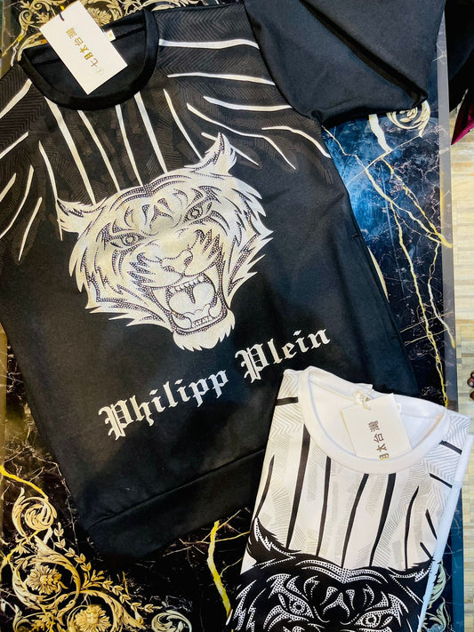 PHI IHP Black Colour Grey Tiger Print With Diamond Sweatshirt 400721
