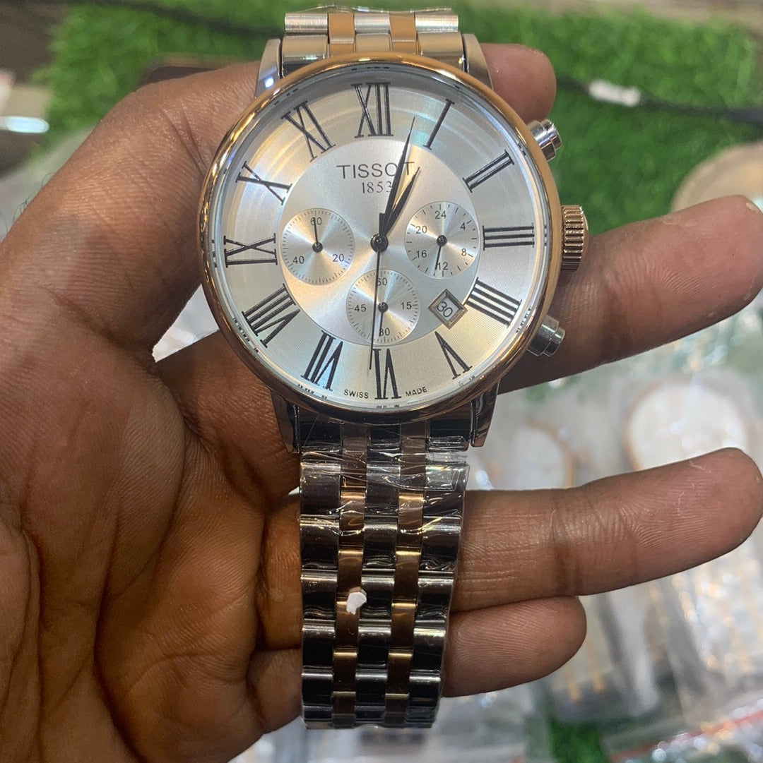 Sit Sliver Copper Chain Sliver Dial Chronograph Working Men Watch  400439