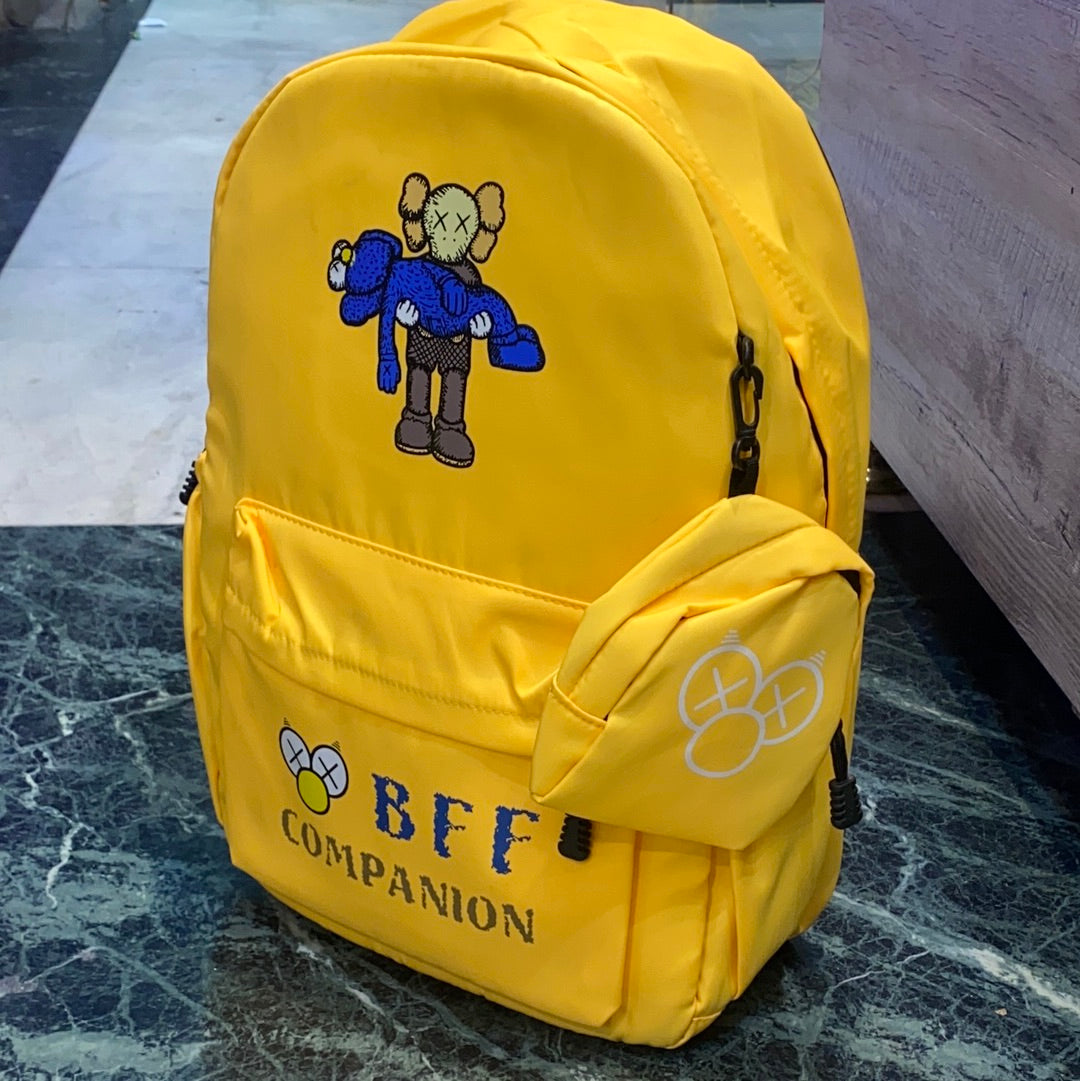 Yellow College School Backpack Bag with Pouch 3962