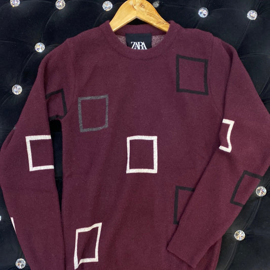 Purple ZR Soft Square Design Sweater for Men Unisex 9110