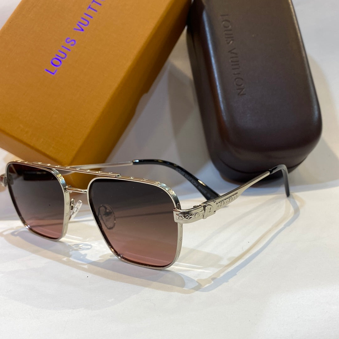 UOL LV VL Silver Frame Brown Purple Dual Shade Unisex Branded LV1121 C5 57 16-141