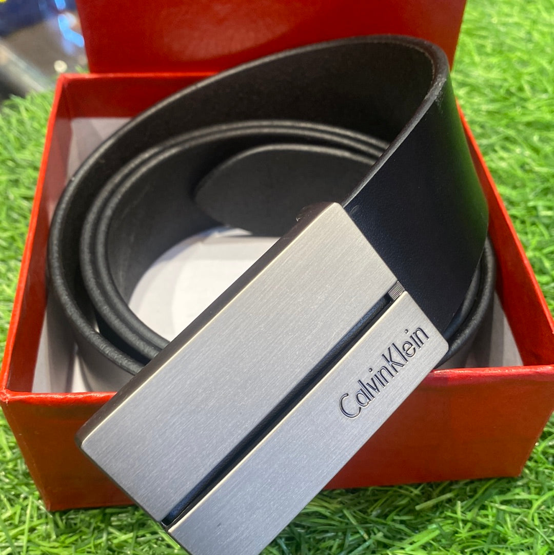 Kc Black Colour Sliver Buckle Genuine Leather Men’s Belt 9196