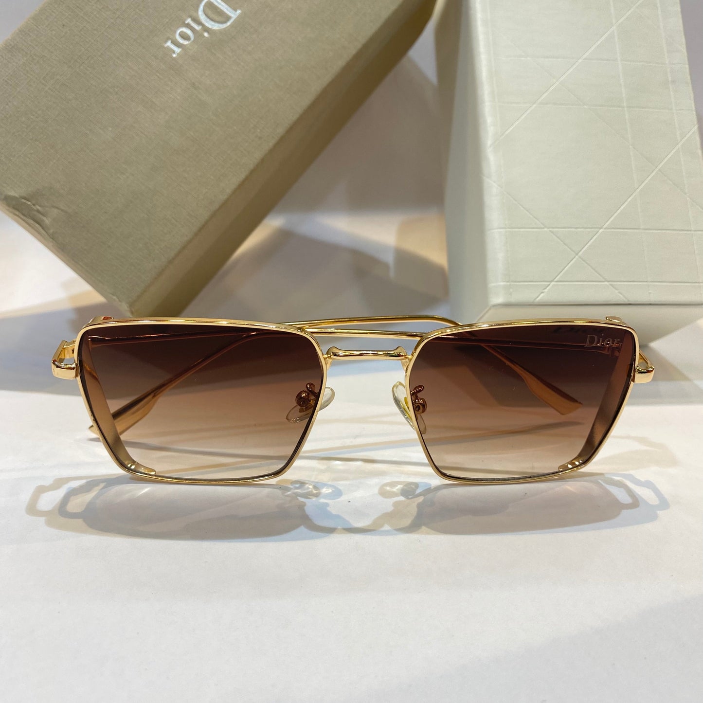 OID Gold Frame Brown Shade Unisex Branded Sunglasses