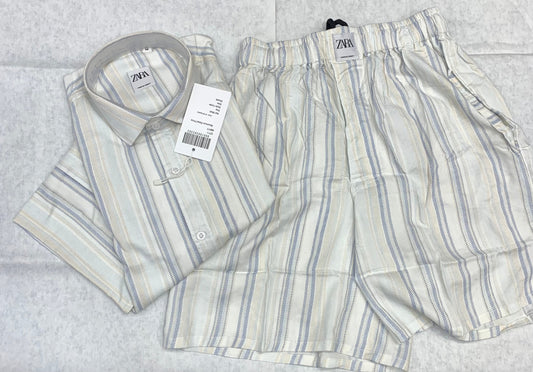 ZR RAZ White Colour With Blue Print Important Shirt With Shorts Coord Set 93312