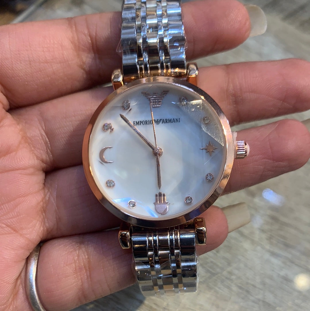 Mra Silver Copper Chain White Dial Ladies Watch 901190