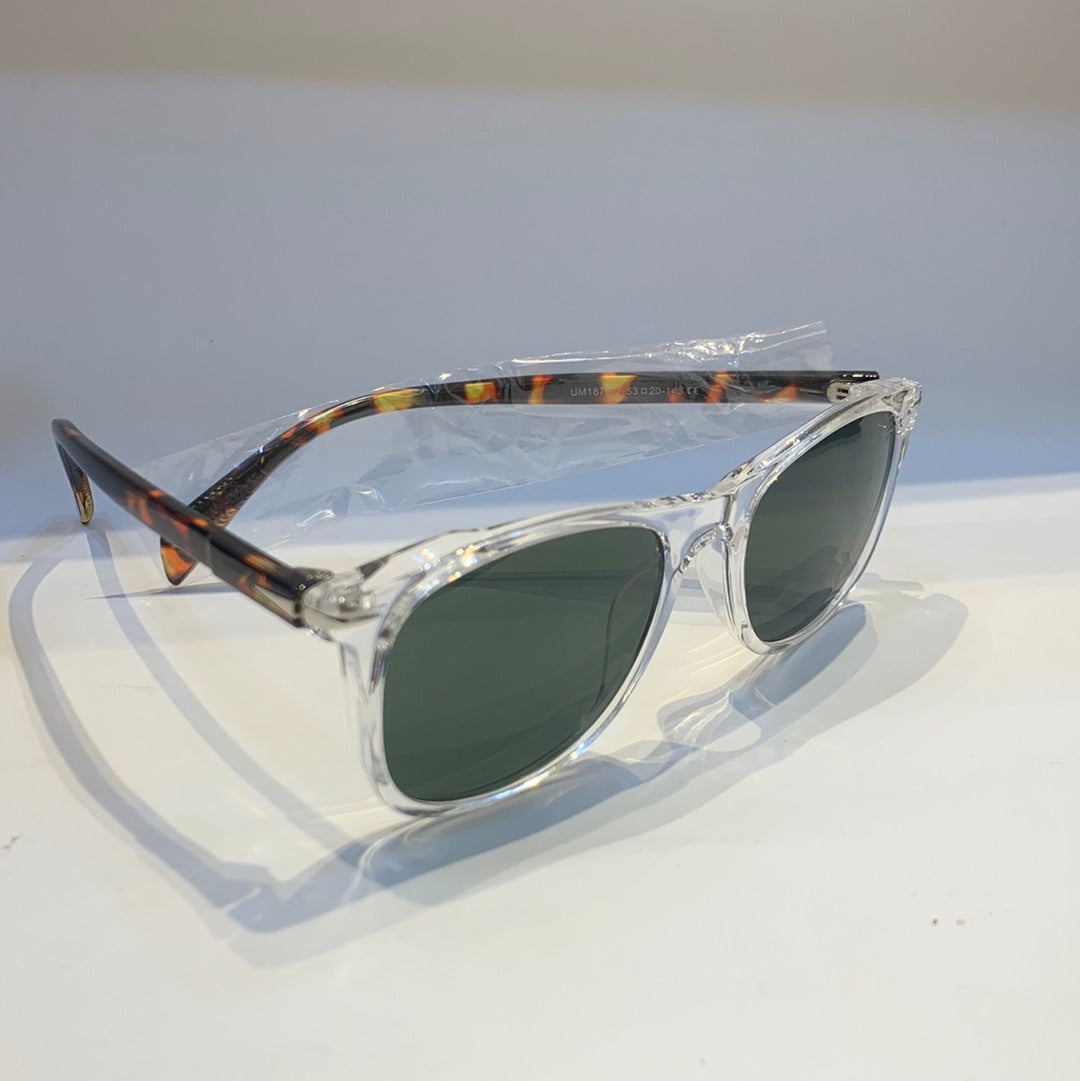 BD Transparent Leopard Frame Green Shade Unisex Sunglass UM1879-2 53 20-143