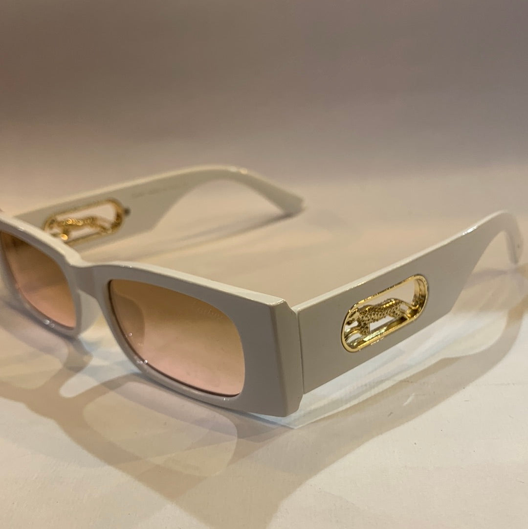 RAC White Frame Yellow Pink Shade Sunglasses
