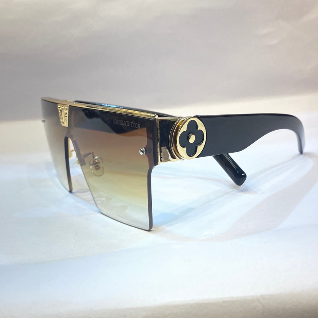 UOL Black Flower Frame Yellow Shade Unisex Branded Sunglasses R0215 5515-140