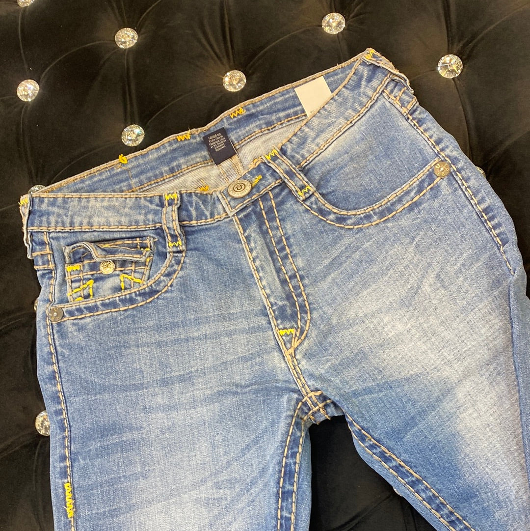 TR Sky Blue Yellow Thread Button Straight Fit Jeans for Men Boys 110301