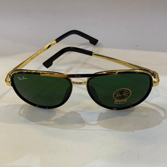 YAR RB Golden Black Frame Green Shade Unisex Aviator Sunglass RB4414 58 14-135