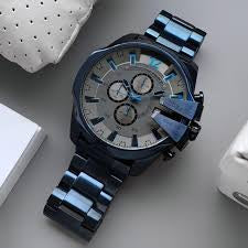 EID Blue Chain Grey Dial Jap Machinery Heavy Men Watch