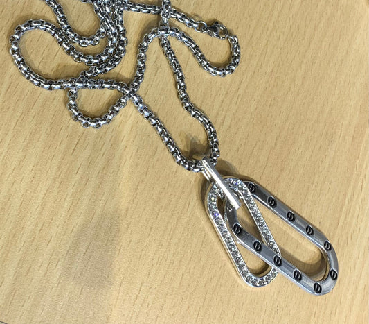 Sliver Diamond studded Pendant Necklace Chain 50307