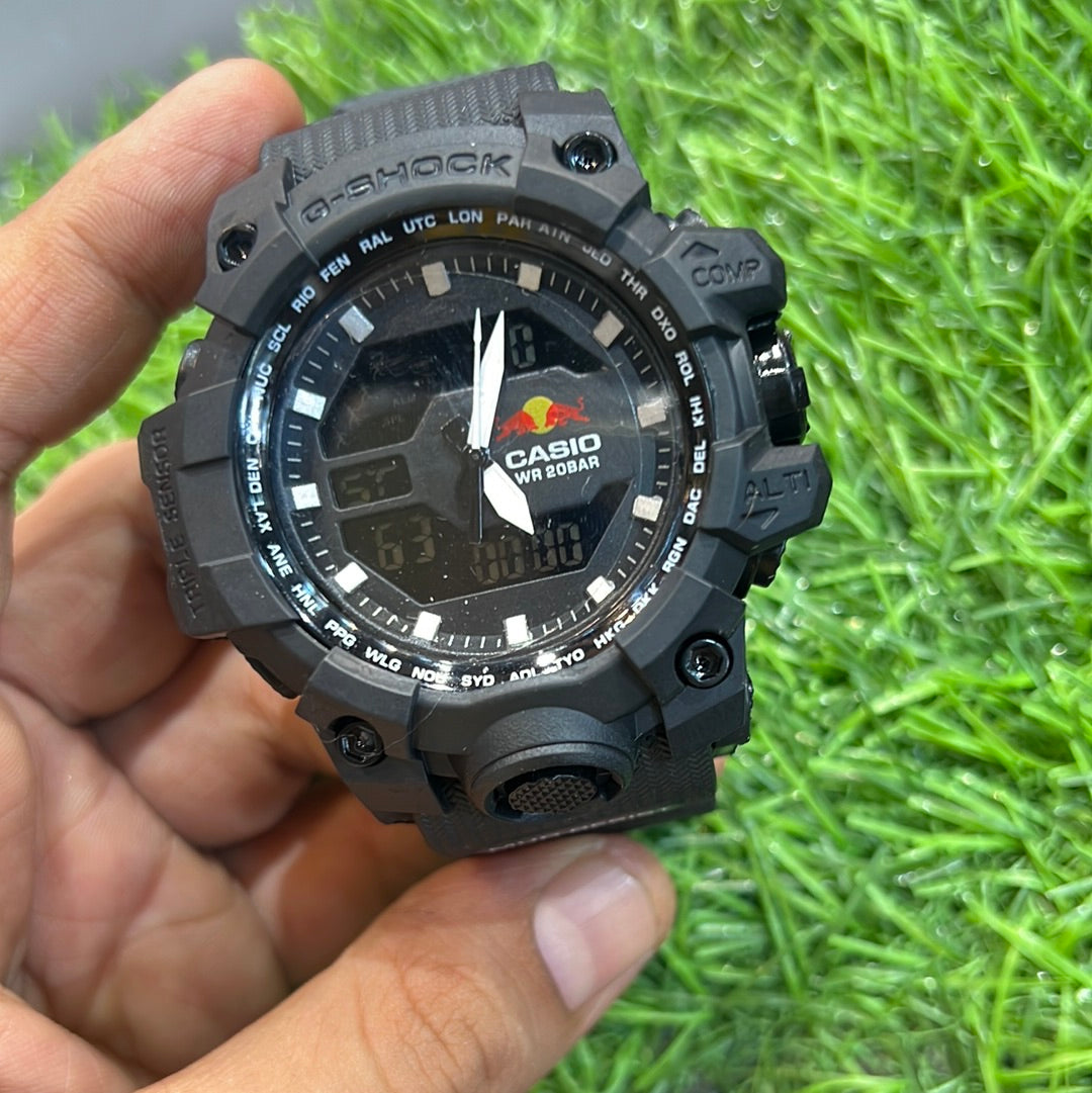 Hsg Triple Black Water Resistant Sports Watch with Original Box 500501