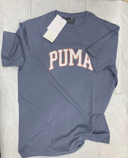 MUP Blue Colour With Mup Puff Print Lycra Fabric Tshirt 50123