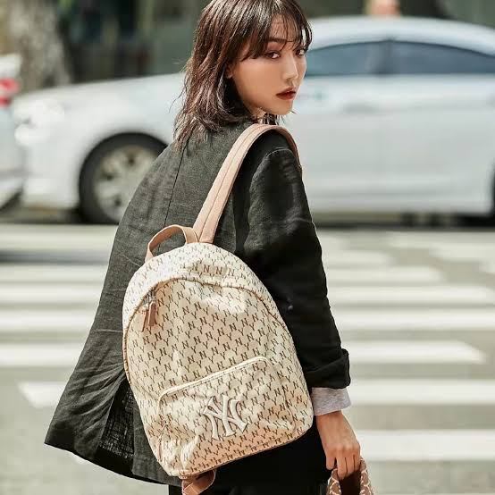 YN MLB Beige Colour Monogram Design Premium Quality Backpack