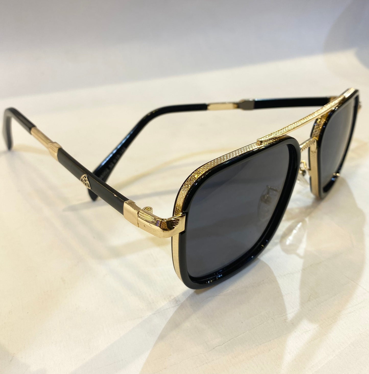 YAM Golden Black Frame Black Shade Sunglass ZS-98002 52 18-142