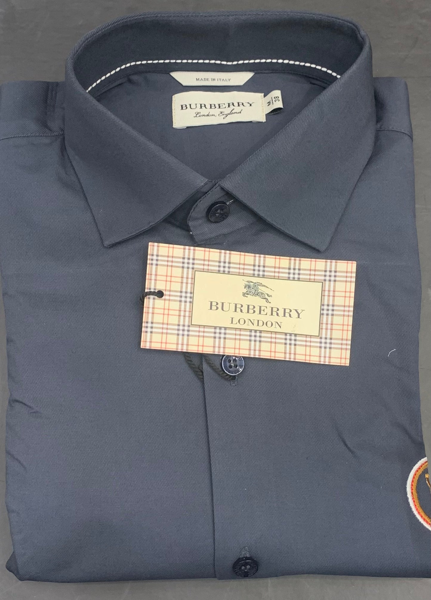 RUB Dark Grey Colour Wuth Front B Embroidery Plain Casual Mens Shirt 1105030