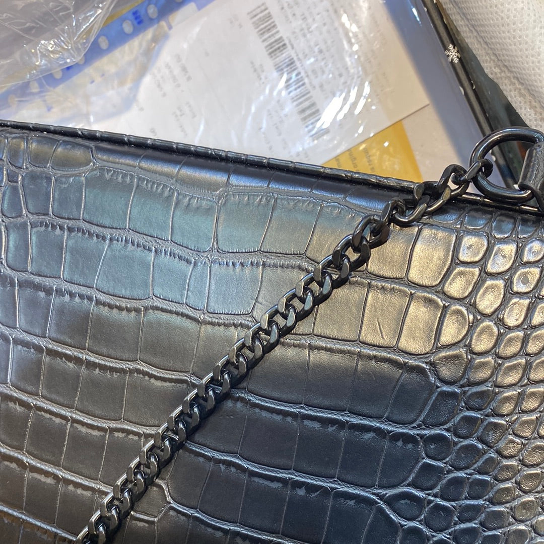 Black Crocodile Sling Bag with Chain Sling Belt 10899