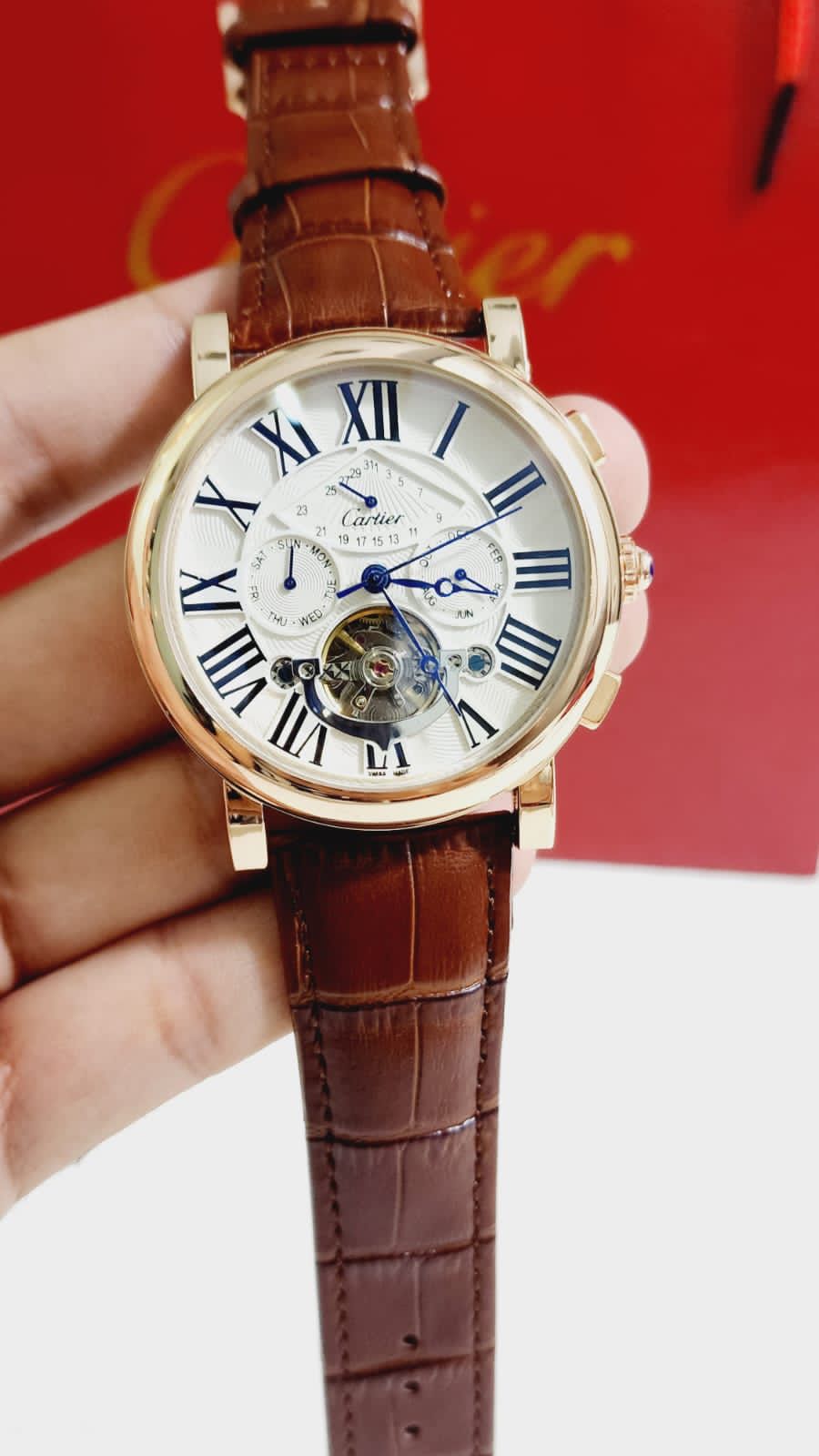 Rac Brown Strap Chrono Working Automatic Man watch 400460