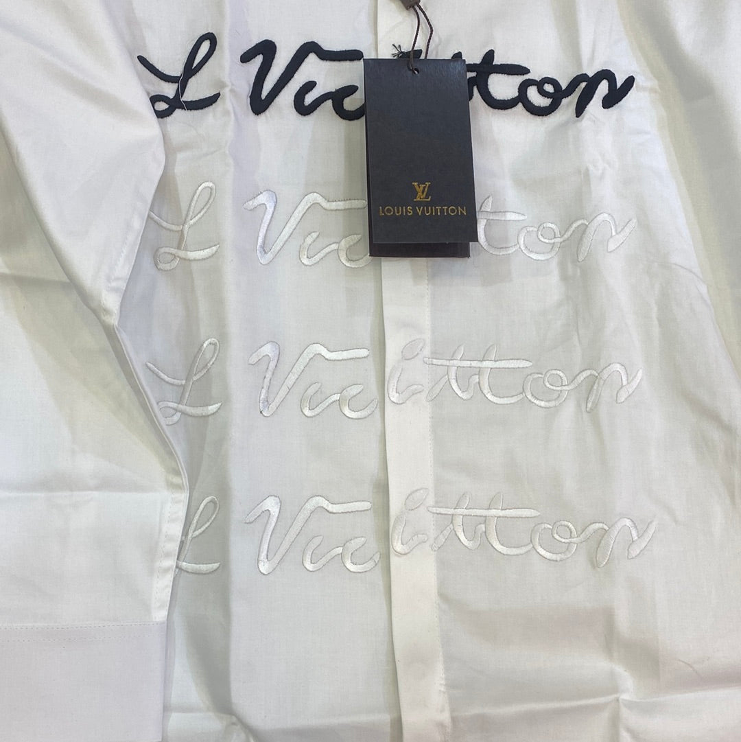 VL UOL LOU White Colour VL Logo Embroidery Design Imported Lycra Cotton Fabric Men’s Shirts 9162