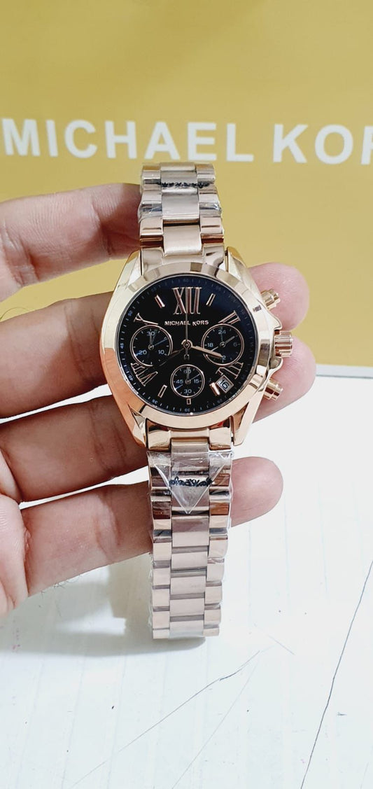 Copper Chain Black Dial Ladies Watch