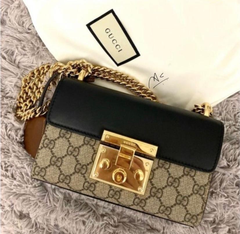 Padlock Black Cream Colour Guc Cug Ladies Bag