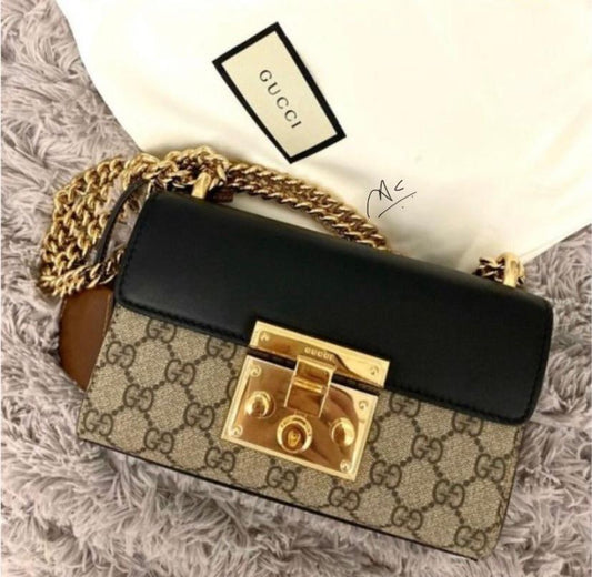 Padlock Black Cream Colour Guc Cug Ladies Bag