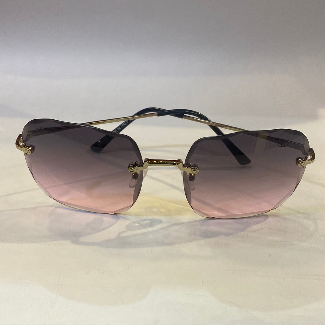 CUG Frameless Golden Black Stick Black Pink Shade Sunglass 68108 59 18-141