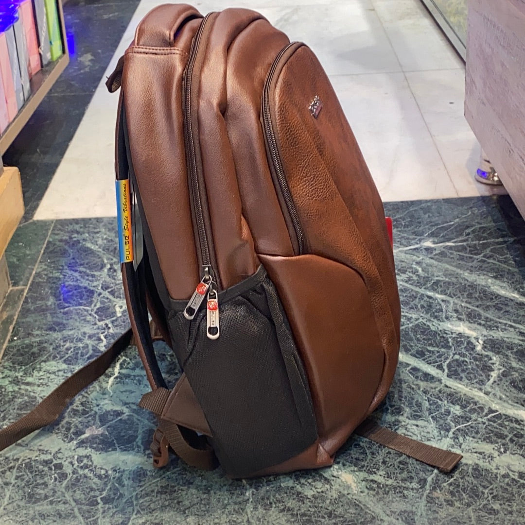Pulse Leather Backpack Laptop Bag College School Picnic Office