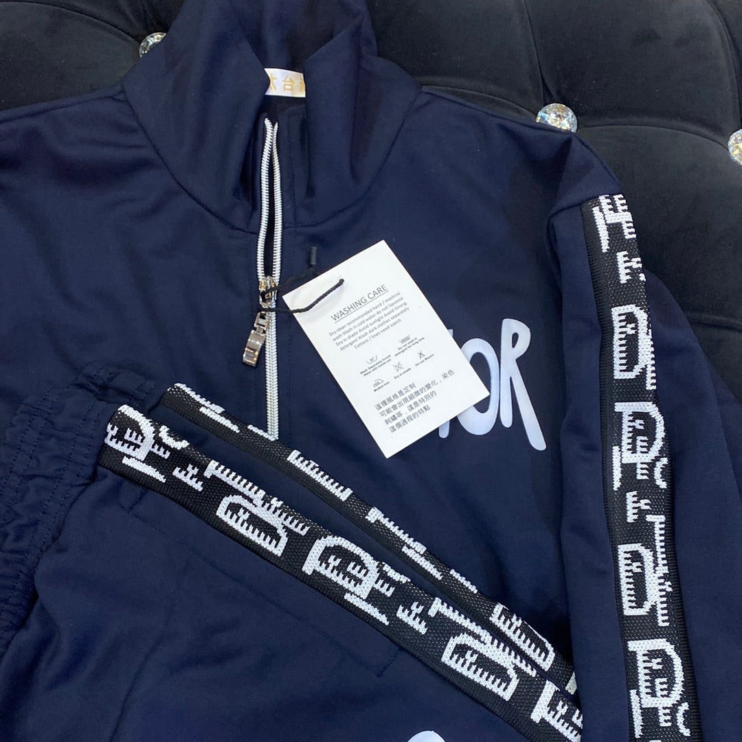 Navy Blue Colour OID With Logo Text Sleeve Tracksuit Combo 9137