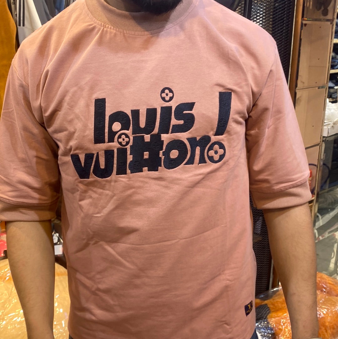 UOL VL Peach Colour With Vl Embroidery Logo Down Drop Shoulder TShirt 510463
