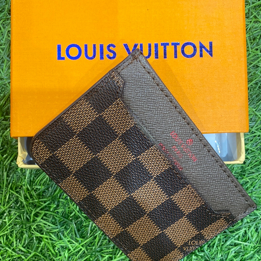 VL UOL Coffee Genuine Leather Men Woman Unisex Card Holder