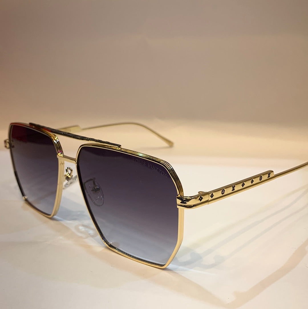UOL VL Gold Frame Black Shade Unisex Sunglass 2A593 56 15-139