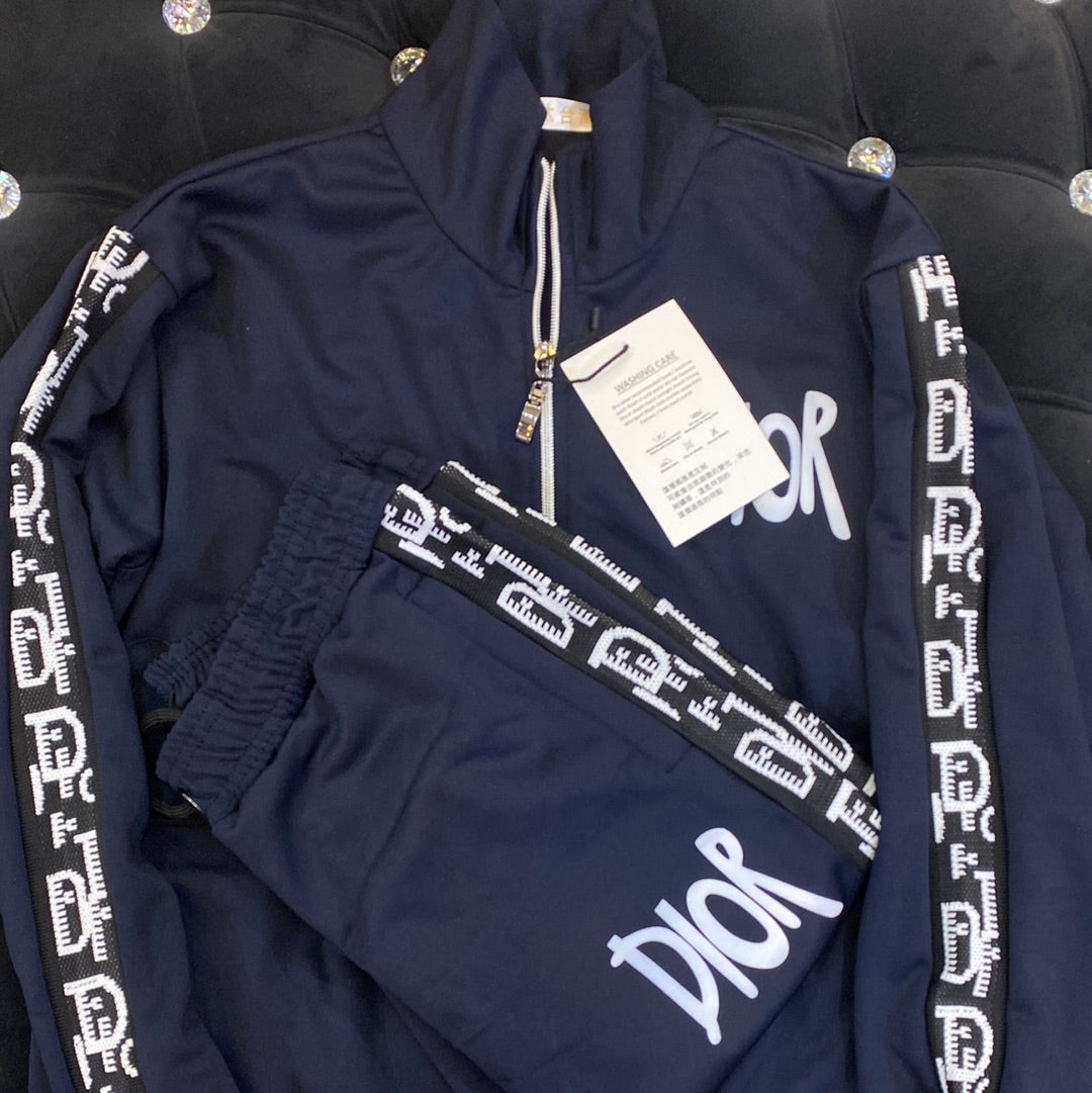 Navy Blue Colour OID With Logo Text Sleeve Tracksuit Combo 9137
