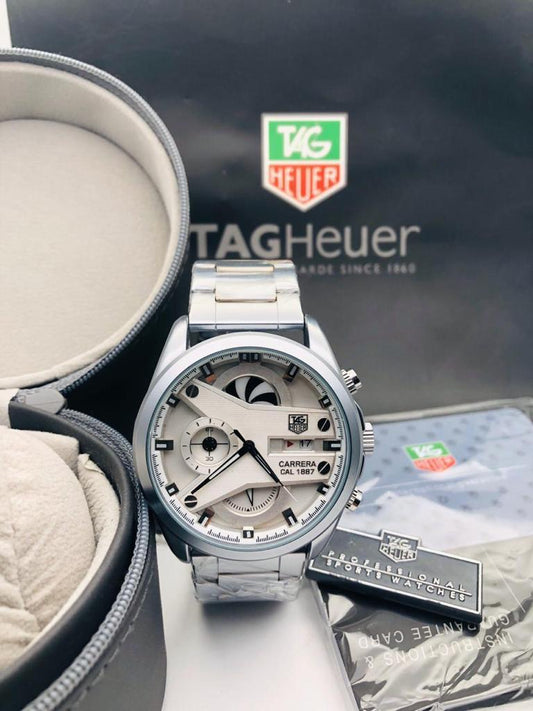 Silver Chain White Dial Watch for Men 400904