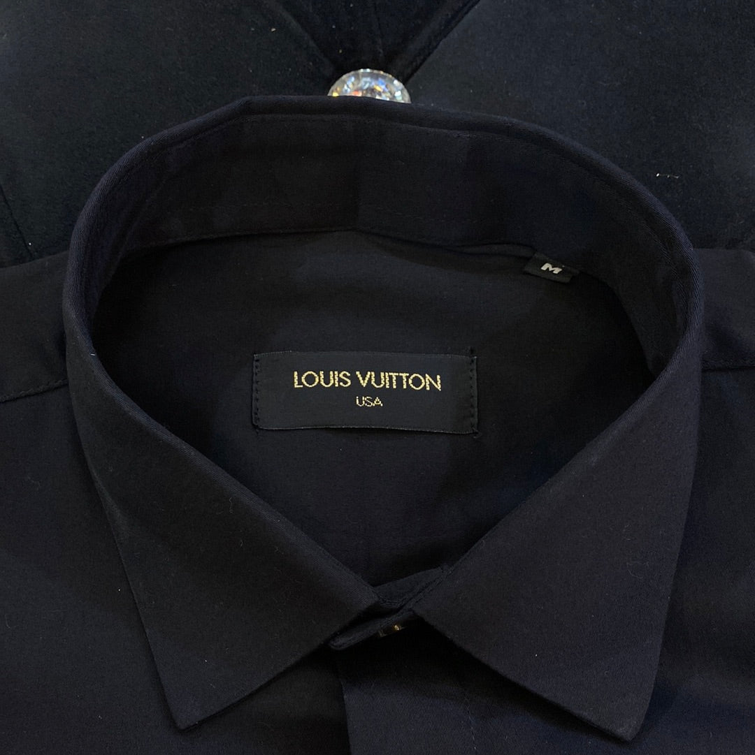 VL UOL LOU Black Colour VL Logo Embroidery Design Imported Lycra Cotton Fabric Men’s Shirt 916301