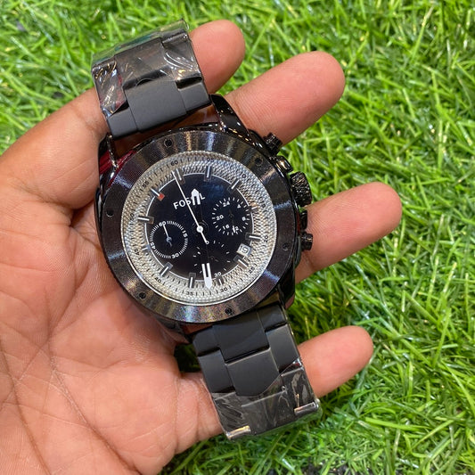 Fos SOF Black Chain White Black Dial Chrono Working Men Watch