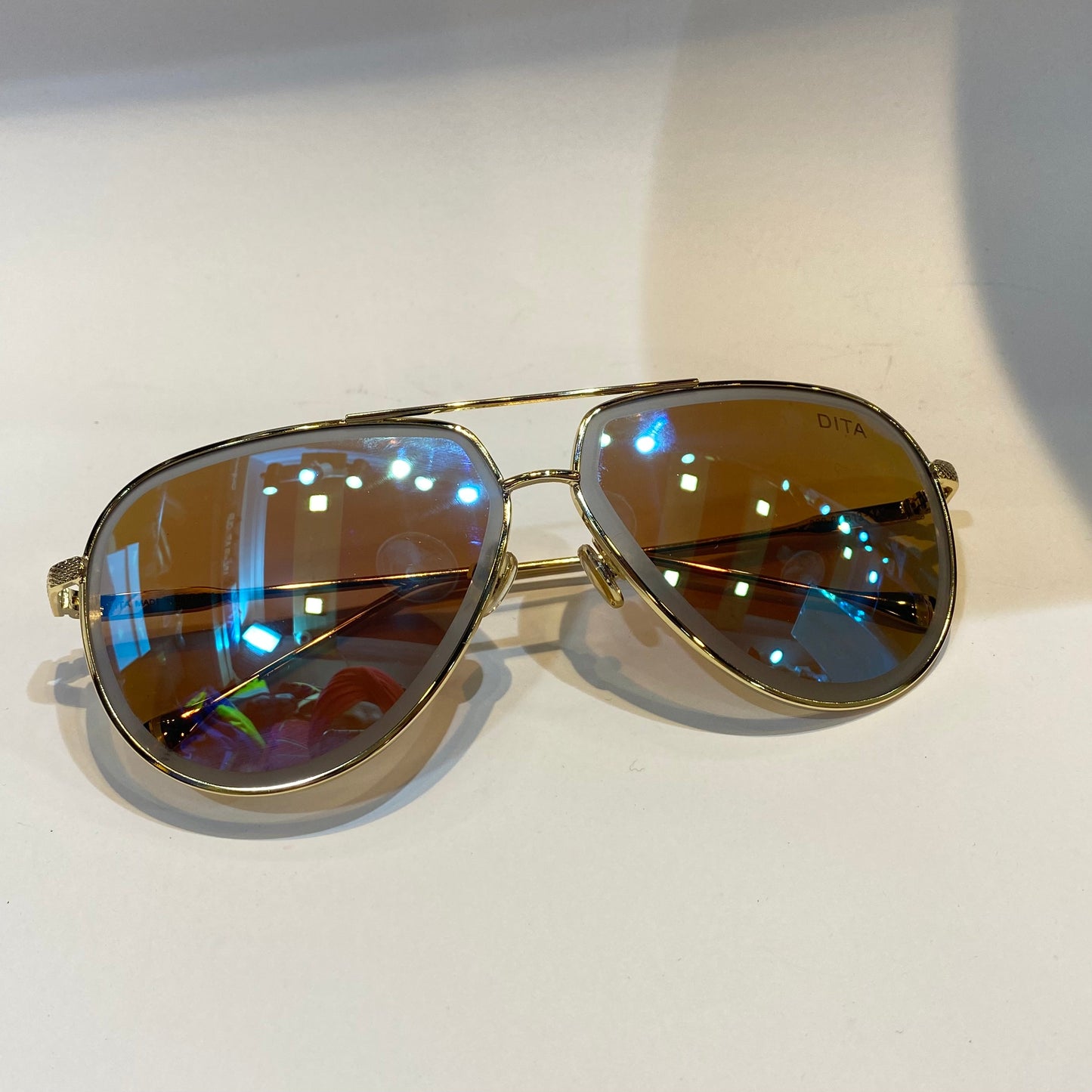 TID Gold Frame Tinted Glass Brown Shade Unisex Branded Sunglasses 009 60 13-142