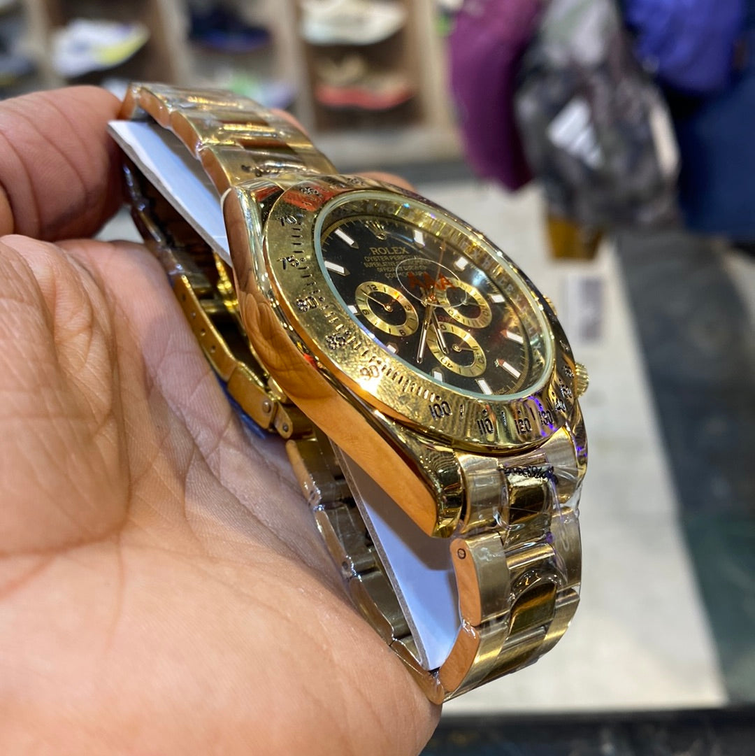 Gold Black Copper Chain Automatic Chrono Green Dial Men’s Watch 401912