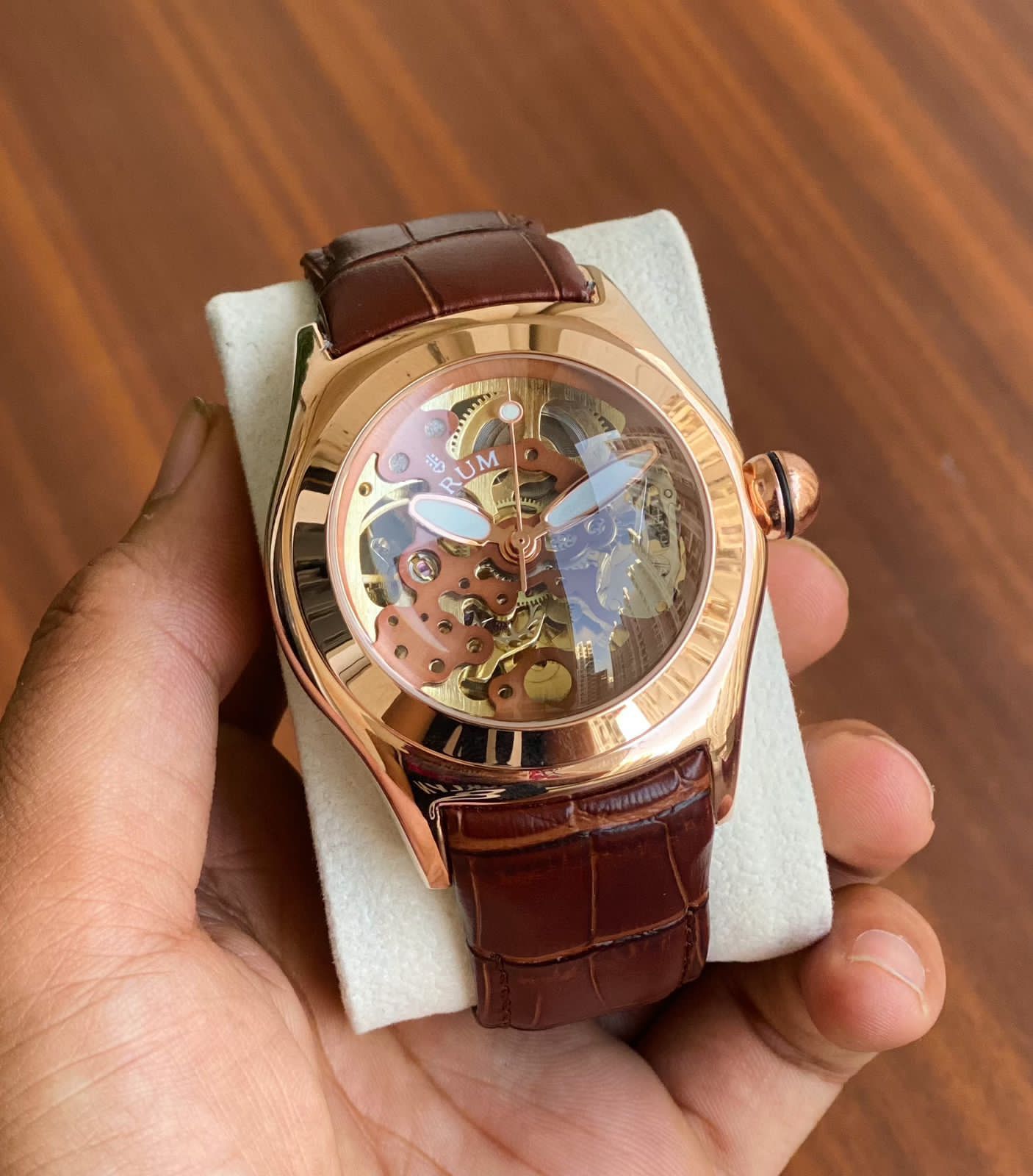 Roc Brown Leather Strap Copper Dial Automatic Men watch 901171